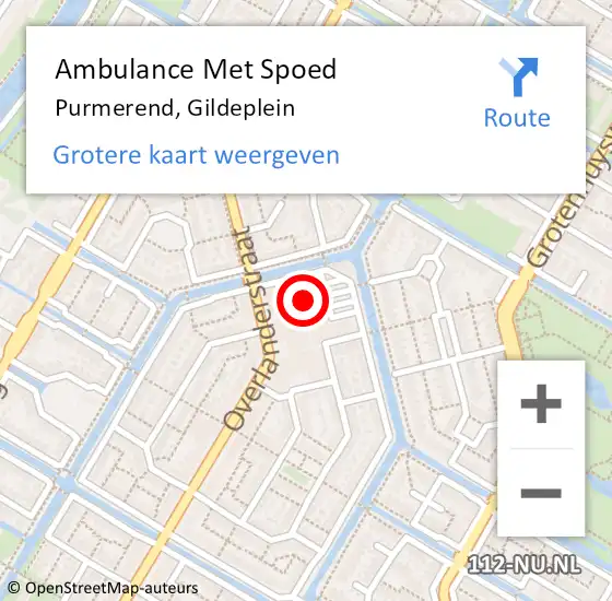 Locatie op kaart van de 112 melding: Ambulance Met Spoed Naar Purmerend, Gildeplein op 10 mei 2024 18:38