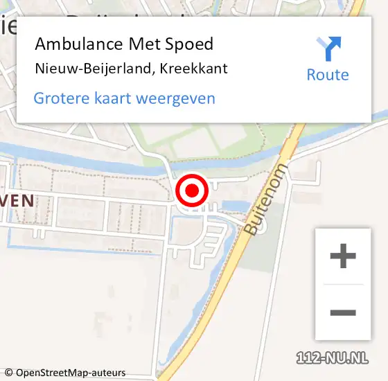 Locatie op kaart van de 112 melding: Ambulance Met Spoed Naar Nieuw-Beijerland, Kreekkant op 10 mei 2024 18:39