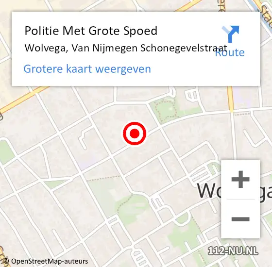 Locatie op kaart van de 112 melding: Politie Met Grote Spoed Naar Wolvega, Van Nijmegen Schonegevelstraat op 10 mei 2024 18:46