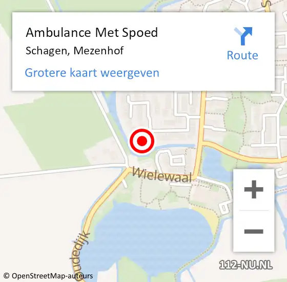 Locatie op kaart van de 112 melding: Ambulance Met Spoed Naar Schagen, Mezenhof op 10 mei 2024 18:49