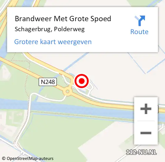 Locatie op kaart van de 112 melding: Brandweer Met Grote Spoed Naar Schagerbrug, Polderweg op 10 mei 2024 18:53