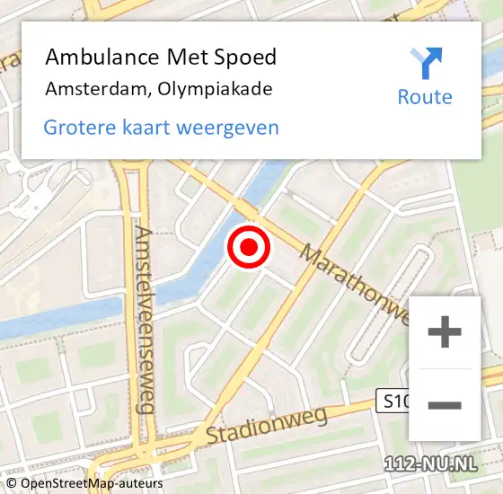 Locatie op kaart van de 112 melding: Ambulance Met Spoed Naar Amsterdam, Olympiakade op 10 mei 2024 19:01