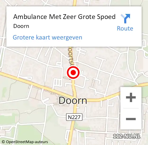 Locatie op kaart van de 112 melding: Ambulance Met Zeer Grote Spoed Naar Doorn op 10 mei 2024 19:06
