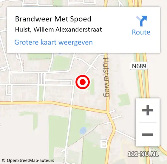 Locatie op kaart van de 112 melding: Brandweer Met Spoed Naar Hulst, Willem Alexanderstraat op 10 mei 2024 19:08