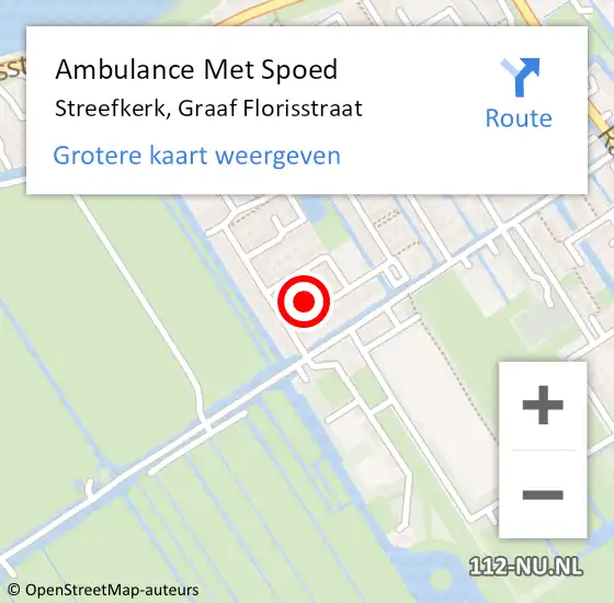 Locatie op kaart van de 112 melding: Ambulance Met Spoed Naar Streefkerk, Graaf Florisstraat op 10 mei 2024 19:10