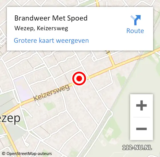 Locatie op kaart van de 112 melding: Brandweer Met Spoed Naar Wezep, Keizersweg op 10 mei 2024 19:12