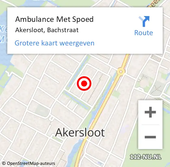 Locatie op kaart van de 112 melding: Ambulance Met Spoed Naar Akersloot, Bachstraat op 10 mei 2024 19:14