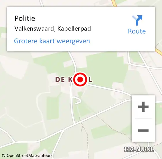 Locatie op kaart van de 112 melding: Politie Valkenswaard, Kapellerpad op 10 mei 2024 19:19