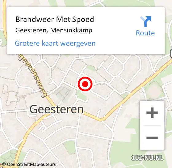 Locatie op kaart van de 112 melding: Brandweer Met Spoed Naar Geesteren, Mensinkkamp op 10 mei 2024 19:29