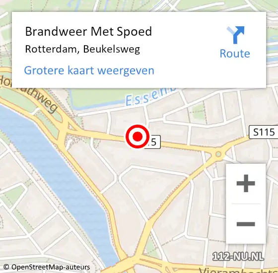 Locatie op kaart van de 112 melding: Brandweer Met Spoed Naar Rotterdam, Beukelsweg op 10 mei 2024 19:34
