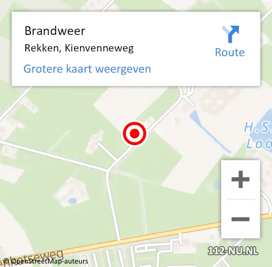 Locatie op kaart van de 112 melding: Brandweer Rekken, Kienvenneweg op 10 mei 2024 19:34