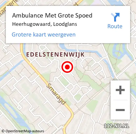 Locatie op kaart van de 112 melding: Ambulance Met Grote Spoed Naar Heerhugowaard, Loodglans op 10 mei 2024 19:46