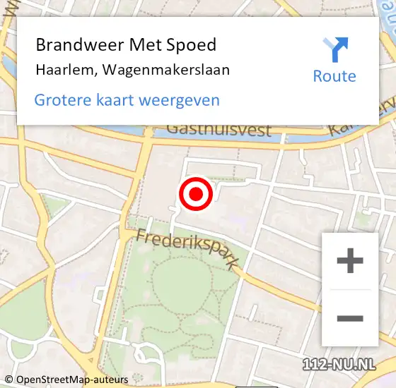 Locatie op kaart van de 112 melding: Brandweer Met Spoed Naar Haarlem, Wagenmakerslaan op 10 mei 2024 19:47