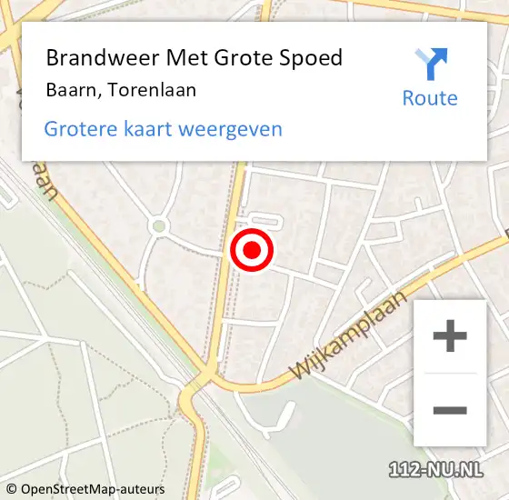 Locatie op kaart van de 112 melding: Brandweer Met Grote Spoed Naar Baarn, Torenlaan op 10 mei 2024 20:04