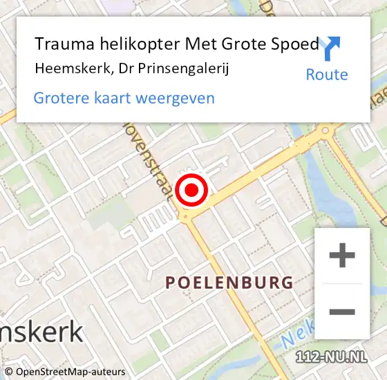 Locatie op kaart van de 112 melding: Trauma helikopter Met Grote Spoed Naar Heemskerk, Dr Prinsengalerij op 10 mei 2024 20:05