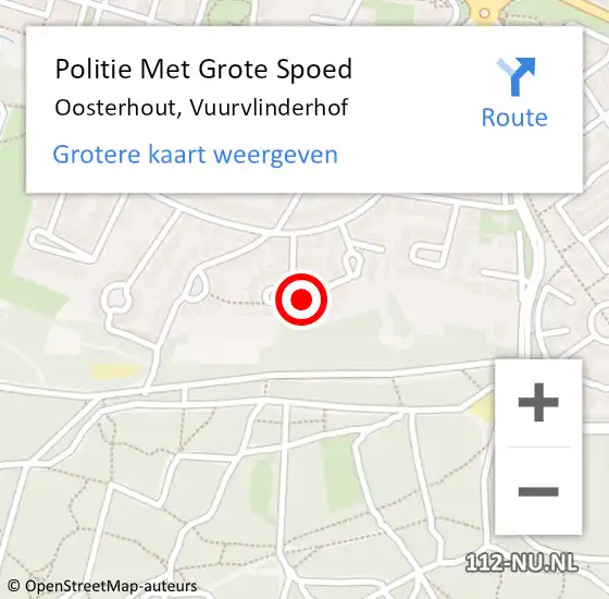 Locatie op kaart van de 112 melding: Politie Met Grote Spoed Naar Oosterhout, Vuurvlinderhof op 10 mei 2024 20:12