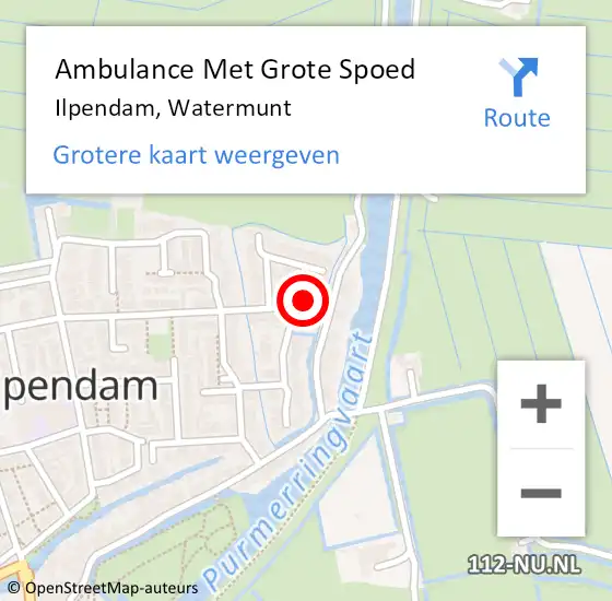 Locatie op kaart van de 112 melding: Ambulance Met Grote Spoed Naar Ilpendam, Watermunt op 10 mei 2024 20:15