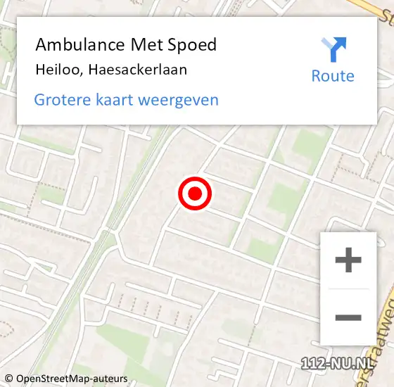 Locatie op kaart van de 112 melding: Ambulance Met Spoed Naar Heiloo, Haesackerlaan op 10 mei 2024 20:15