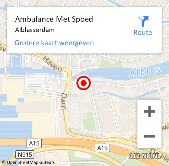 Locatie op kaart van de 112 melding: Ambulance Met Spoed Naar Alblasserdam op 10 mei 2024 20:50