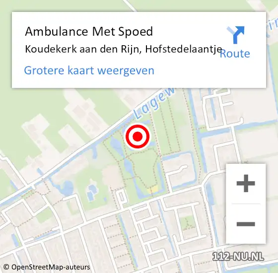 Locatie op kaart van de 112 melding: Ambulance Met Spoed Naar Koudekerk aan den Rijn, Hofstedelaantje op 10 mei 2024 20:50