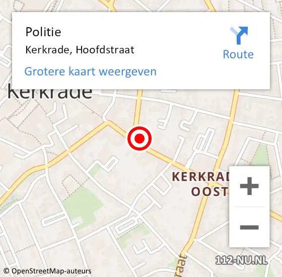 Locatie op kaart van de 112 melding: Politie Kerkrade, Hoofdstraat op 10 mei 2024 21:02