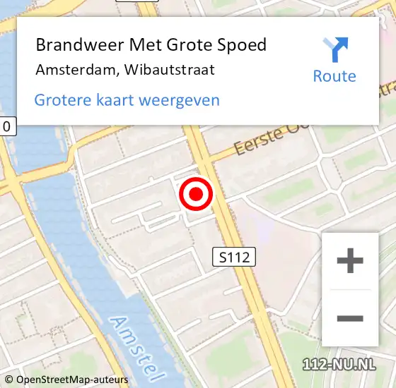 Locatie op kaart van de 112 melding: Brandweer Met Grote Spoed Naar Amsterdam, Wibautstraat op 10 mei 2024 21:02