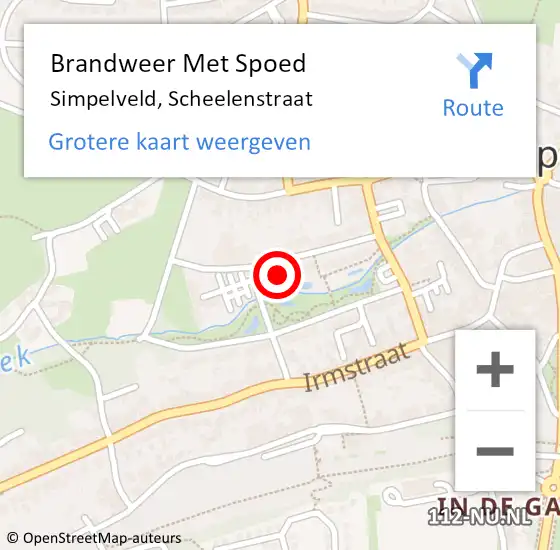 Locatie op kaart van de 112 melding: Brandweer Met Spoed Naar Simpelveld, Scheelenstraat op 10 mei 2024 21:46