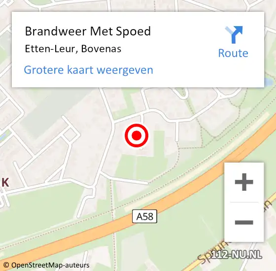 Locatie op kaart van de 112 melding: Brandweer Met Spoed Naar Etten-Leur, Bovenas op 10 mei 2024 21:52