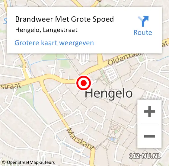 Locatie op kaart van de 112 melding: Brandweer Met Grote Spoed Naar Hengelo, Langestraat op 10 mei 2024 22:08