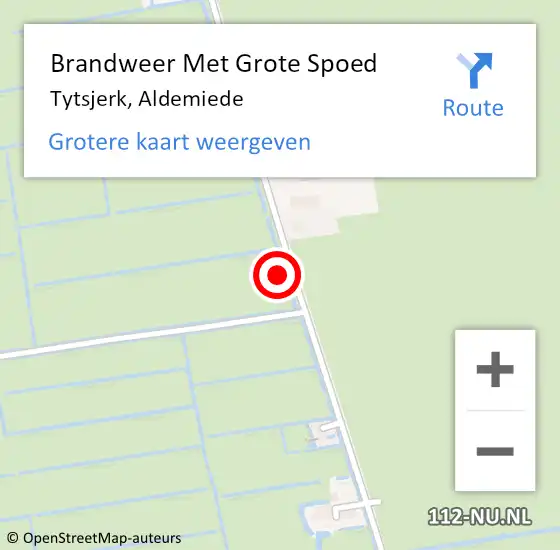 Locatie op kaart van de 112 melding: Brandweer Met Grote Spoed Naar Tytsjerk, Aldemiede op 10 mei 2024 22:15