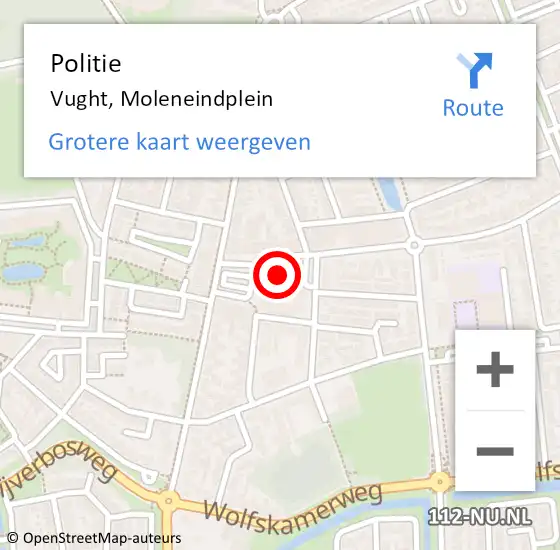 Locatie op kaart van de 112 melding: Politie Vught, Moleneindplein op 10 mei 2024 22:22