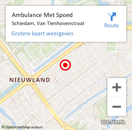 Locatie op kaart van de 112 melding: Ambulance Met Spoed Naar Schiedam, Van Tienhovenstraat op 10 mei 2024 22:35