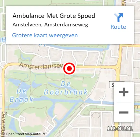 Locatie op kaart van de 112 melding: Ambulance Met Grote Spoed Naar Amstelveen, Amsterdamseweg op 10 mei 2024 22:51