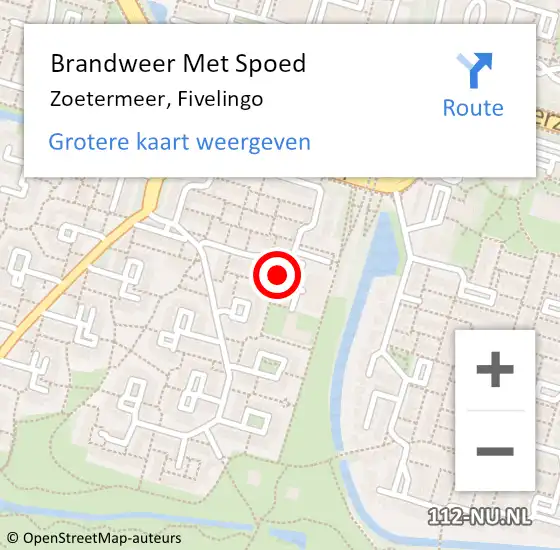 Locatie op kaart van de 112 melding: Brandweer Met Spoed Naar Zoetermeer, Fivelingo op 10 mei 2024 22:58