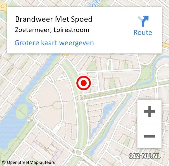 Locatie op kaart van de 112 melding: Brandweer Met Spoed Naar Zoetermeer, Loirestroom op 10 mei 2024 22:59