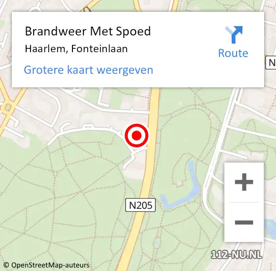 Locatie op kaart van de 112 melding: Brandweer Met Spoed Naar Haarlem, Fonteinlaan op 10 mei 2024 23:14