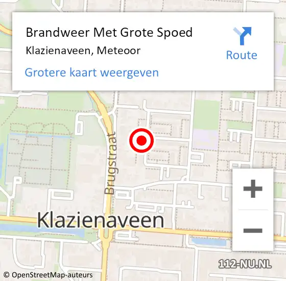 Locatie op kaart van de 112 melding: Brandweer Met Grote Spoed Naar Klazienaveen, Meteoor op 10 mei 2024 23:17