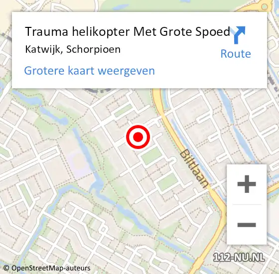 Locatie op kaart van de 112 melding: Trauma helikopter Met Grote Spoed Naar Katwijk, Schorpioen op 10 mei 2024 23:18