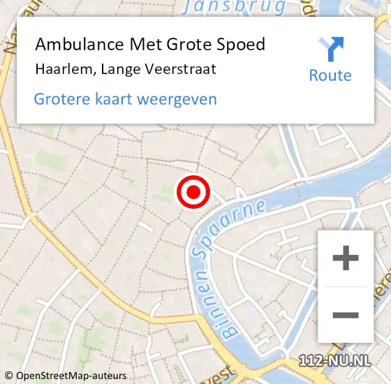 Locatie op kaart van de 112 melding: Ambulance Met Grote Spoed Naar Haarlem, Lange Veerstraat op 10 mei 2024 23:27