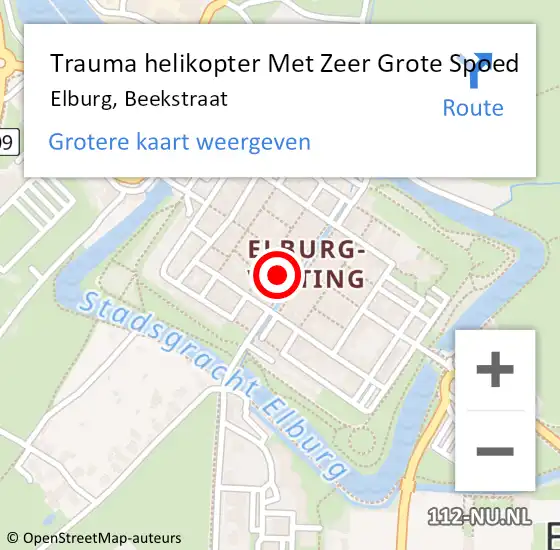 Locatie op kaart van de 112 melding: Trauma helikopter Met Zeer Grote Spoed Naar Elburg, Beekstraat op 10 mei 2024 23:33