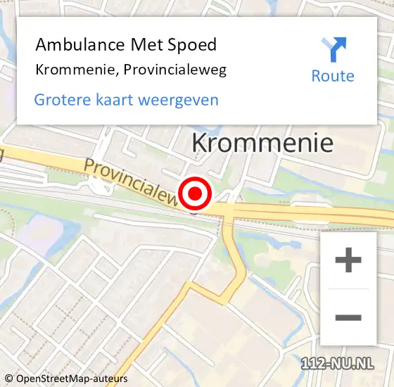 Locatie op kaart van de 112 melding: Ambulance Met Spoed Naar Krommenie, Provincialeweg op 10 mei 2024 23:36