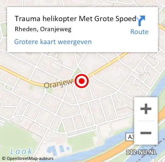 Locatie op kaart van de 112 melding: Trauma helikopter Met Grote Spoed Naar Rheden, Oranjeweg op 10 mei 2024 23:39