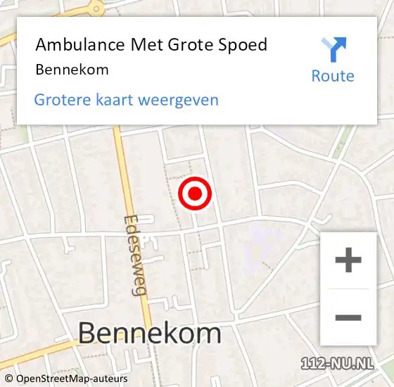 Locatie op kaart van de 112 melding: Ambulance Met Grote Spoed Naar Bennekom op 10 mei 2024 23:40