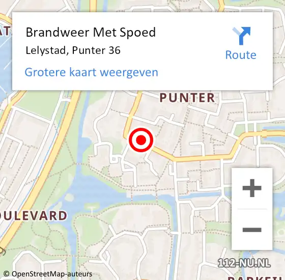 Locatie op kaart van de 112 melding: Brandweer Met Spoed Naar Lelystad, Punter 36 op 11 mei 2024 00:02