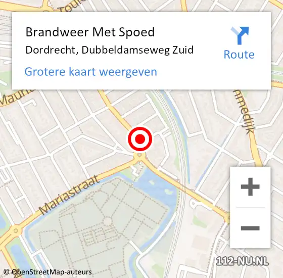 Locatie op kaart van de 112 melding: Brandweer Met Spoed Naar Dordrecht, Dubbeldamseweg Zuid op 11 mei 2024 00:13