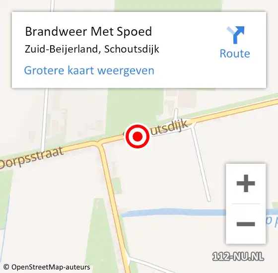 Locatie op kaart van de 112 melding: Brandweer Met Spoed Naar Zuid-Beijerland, Schoutsdijk op 11 mei 2024 00:30