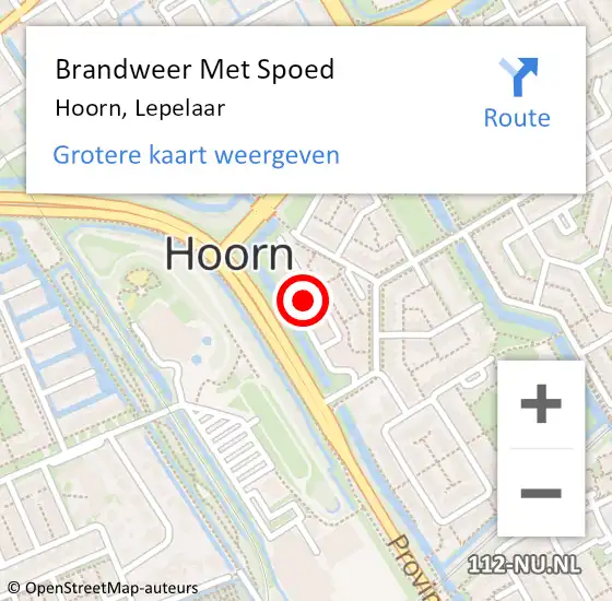 Locatie op kaart van de 112 melding: Brandweer Met Spoed Naar Hoorn, Lepelaar op 11 mei 2024 00:32