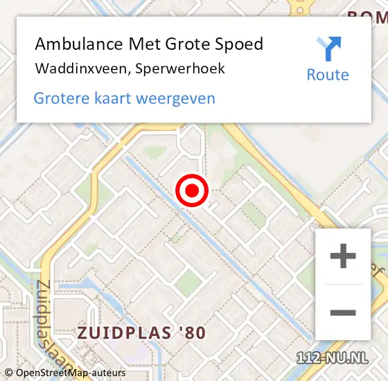 Locatie op kaart van de 112 melding: Ambulance Met Grote Spoed Naar Waddinxveen, Sperwerhoek op 11 mei 2024 00:36