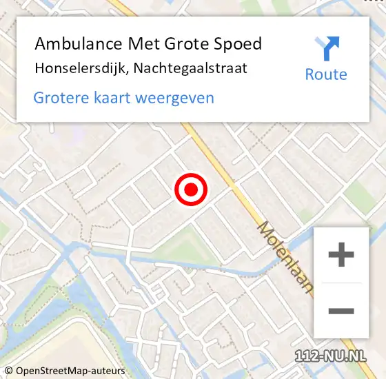 Locatie op kaart van de 112 melding: Ambulance Met Grote Spoed Naar Honselersdijk, Nachtegaalstraat op 11 mei 2024 00:41