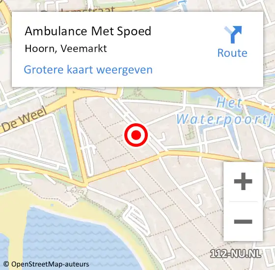 Locatie op kaart van de 112 melding: Ambulance Met Spoed Naar Hoorn, Veemarkt op 11 mei 2024 00:46